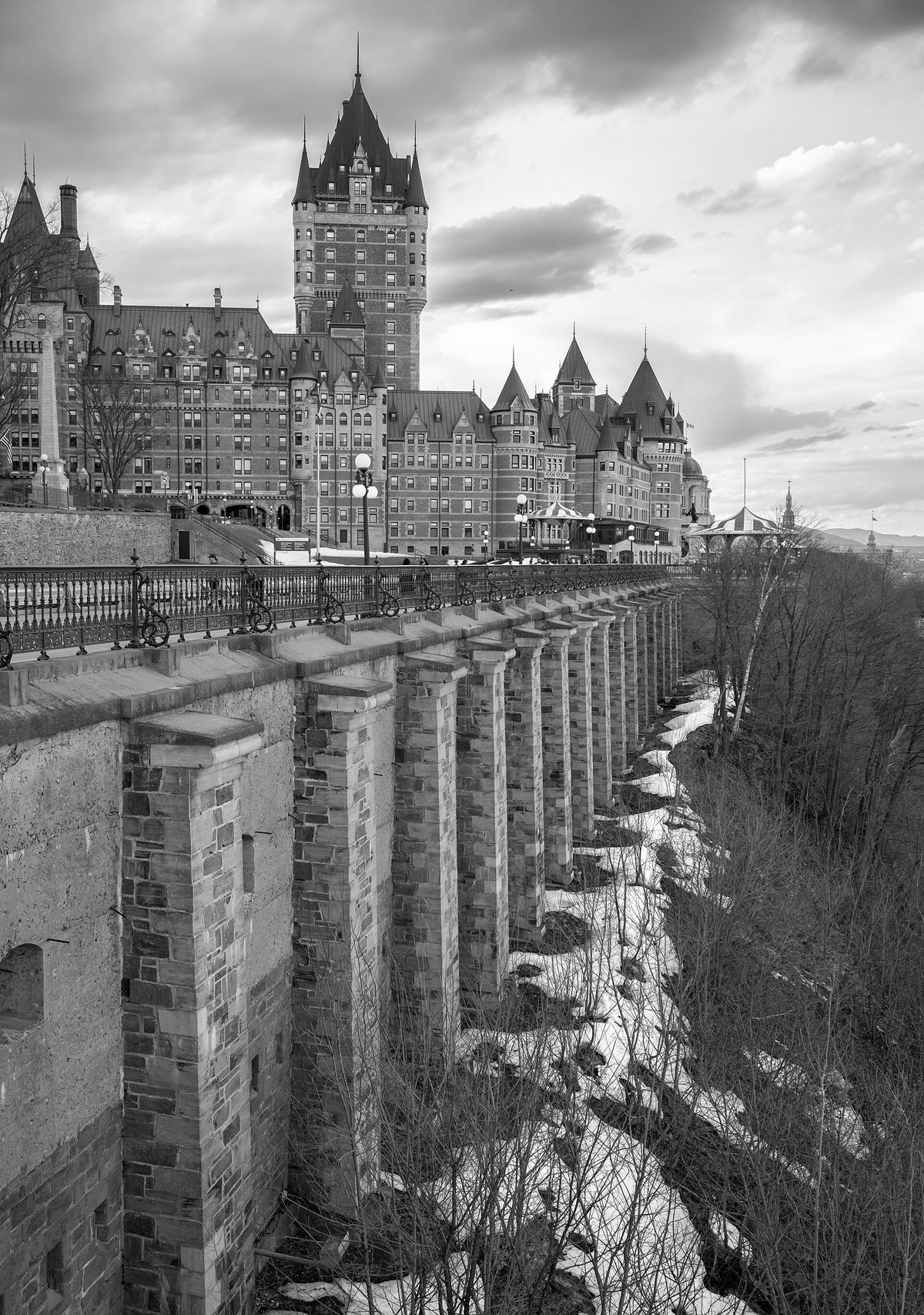 Château Frontenac and winter trees in Québec City
