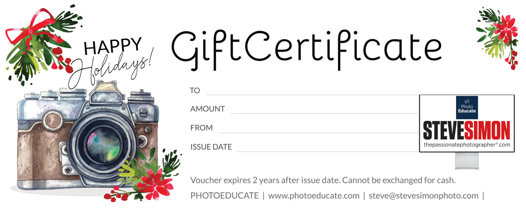 PhotoEducate & Passionate Photograher Destination Workshop Gift Certificates ($100-$1000)